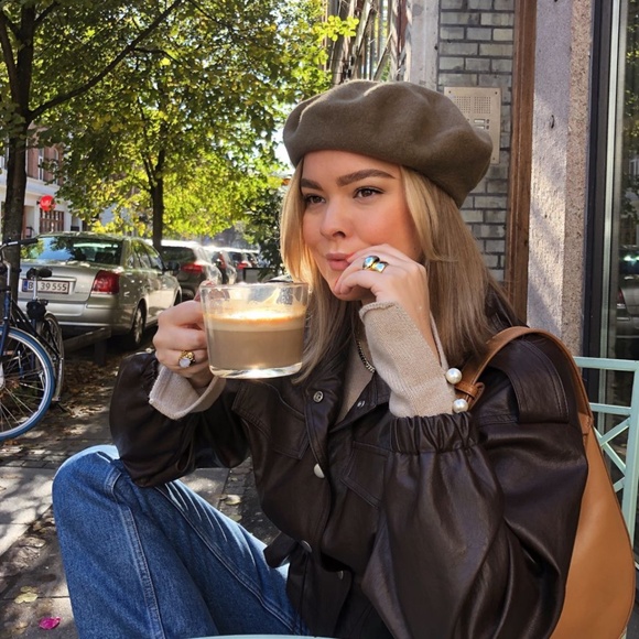 Tan Beret with Floral Accents - Picture 12 of 12